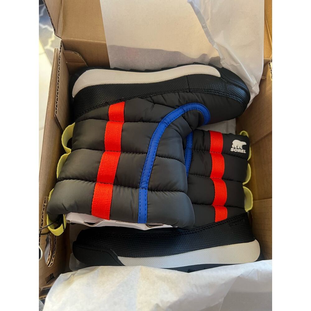 Sorel Uni-sex Whitney Puffy Black Mid Snow Child Rain Boots Kids - Picture 5 of 6